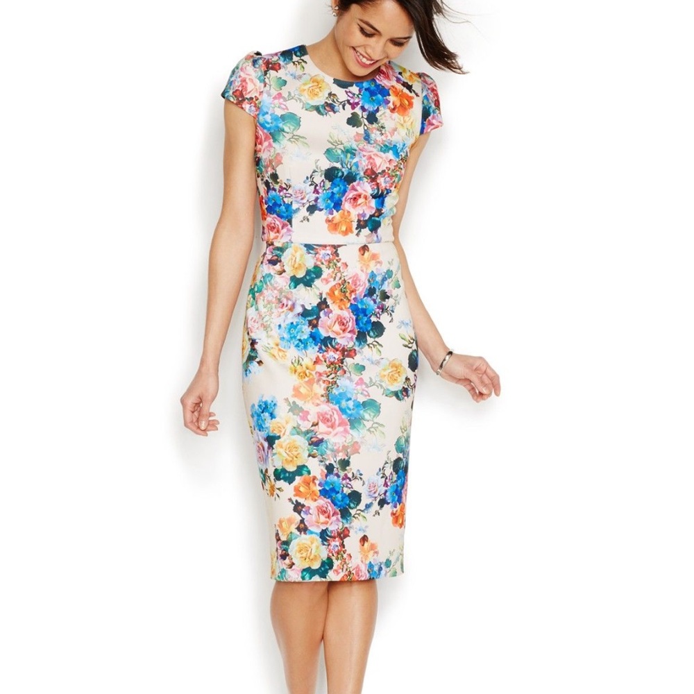 New Betsey Johnson Rose-Print Midi Scuba Sheath dress
J